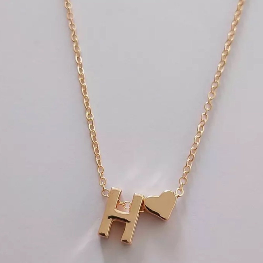Gold H Initial Heart Necklace